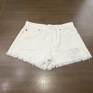 KanCan White Distressed Cutoff Raw Hem Denim Shorts L